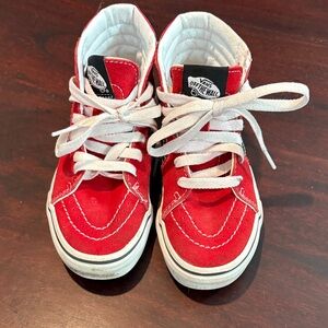 Vans Kids Red and White High-Top Sneakers